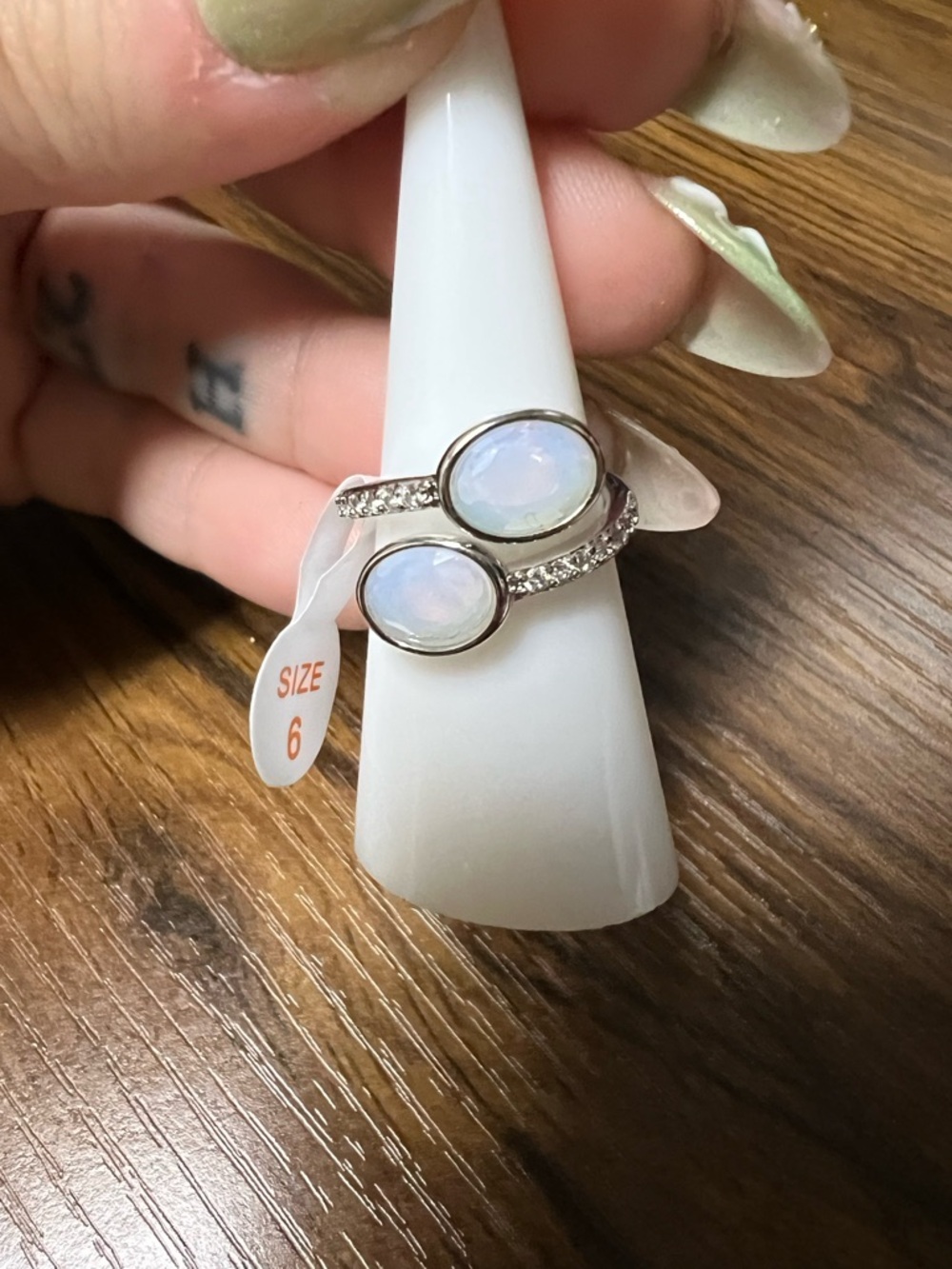 Moonstone Double Stone Silver Ring